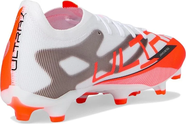 PUMA Ultra 5 Match Firm, Artificial Ground Soccer Cleats Men's Soccer Shoes Puma White-Puma Black-Glowing Red : 9 D - Medium, Leather - Image 4