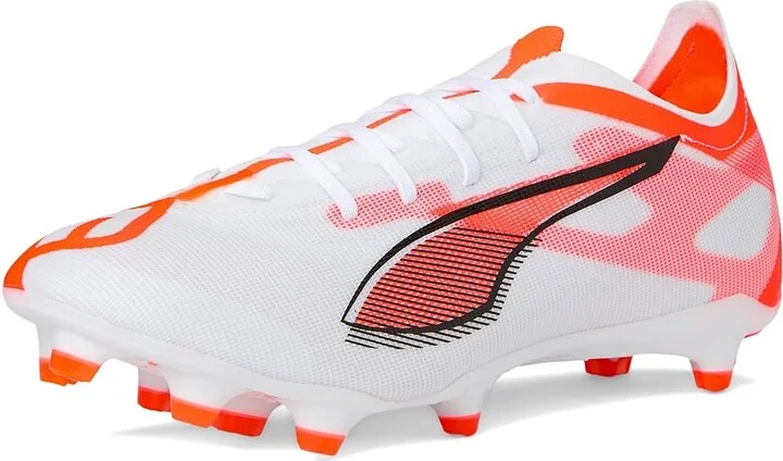 PUMA Ultra 5 Match Firm, Artificial Ground Soccer Cleats Men's Soccer Shoes Puma White-Puma Black-Glowing Red : 9 D - Medium, Leather - Image 5