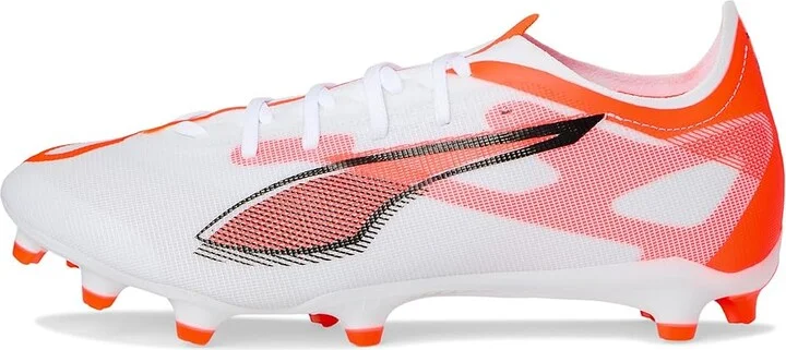 PUMA Ultra 5 Match Firm, Artificial Ground Soccer Cleats Men's Soccer Shoes Puma White-Puma Black-Glowing Red : 9 D - Medium, Leather - Image 6