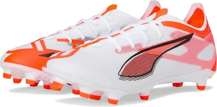 PUMA Ultra 5 Match Firm, Artificial Ground Soccer Cleats Men's Soccer Shoes Puma White-Puma Black-Glowing Red : 9 D - Medium, Leather