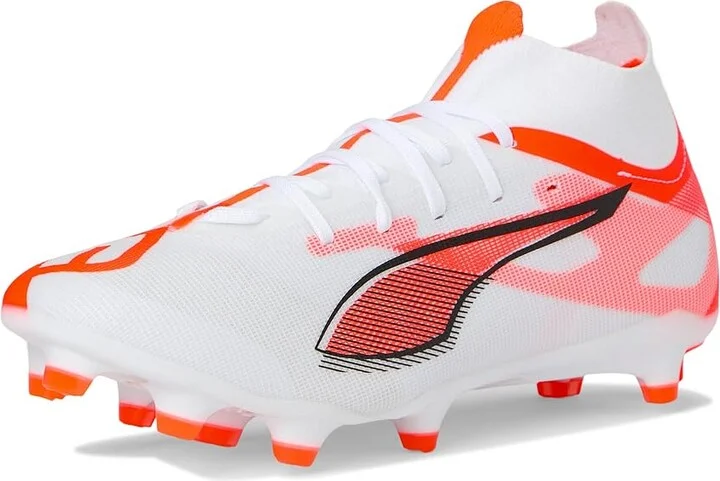 PUMA Ultra 5 Match+ Firm, Artificial Ground Soccer Cleats Women's Soccer Shoes Puma White-Puma Black-Glowing Red : 10.5 B - Medium, Leather - Image 5