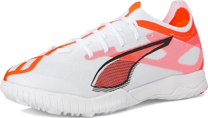 PUMA Ultra 5 Match Turf Trainer Soccer Cleats Men's Soccer Shoes Puma White-Puma Black-Glowing Red : 11 D - Medium, Leather - Image 5
