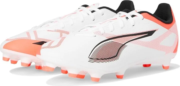 PUMA Ultra 5 Play Firm, Artificial Ground Soccer Cleats Men's Soccer Shoes Puma White-Puma Black-Glowing Red : 9 D - Medium, Leather