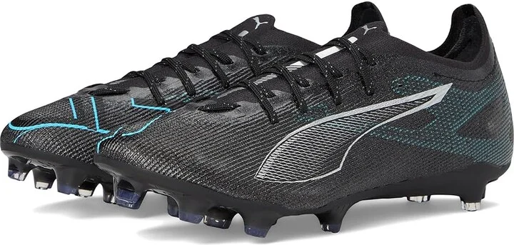 PUMA Ultra 5 Pro Firm, Artificial Ground Soccer Cleats Men's Soccer Shoes Puma Black-Puma Silver-Bright Aqua : 10 D - Medium, Synthetic