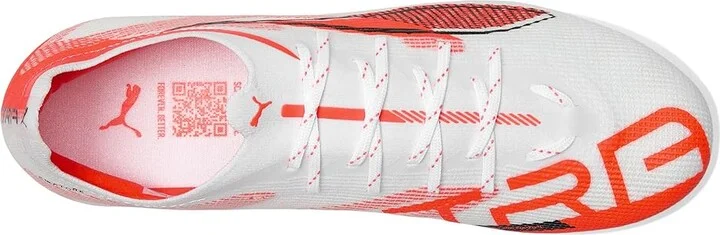 PUMA Ultra 5 Pro Firm, Artificial Ground Soccer Cleats Men's Soccer Shoes Puma White-Puma Black-Glowing Red : 9 D - Medium, Synthetic - Image 2