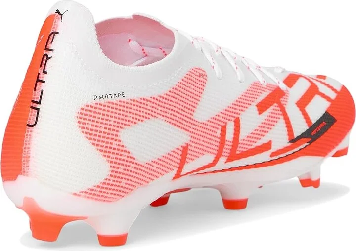 PUMA Ultra 5 Pro Firm, Artificial Ground Soccer Cleats Men's Soccer Shoes Puma White-Puma Black-Glowing Red : 9 D - Medium, Synthetic - Image 4