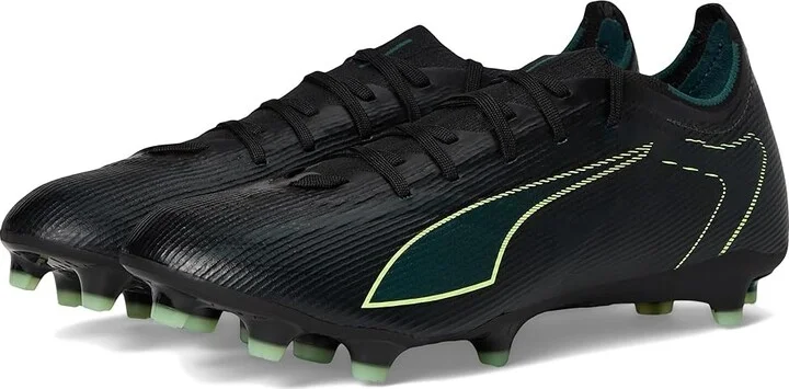 PUMA Ultra 6 Match Firm, Artificial Ground Soccer Cleats Men's Soccer Shoes Black/Fizzy Light/Green Terrain : 8 D - Medium, Textile
