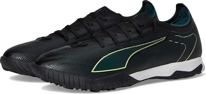 PUMA Ultra 6 Match Turf Trainer Soccer Cleats Men's Soccer Shoes Black/Fizzy Light/Green Terrain : 10.5 D - Medium, Textile