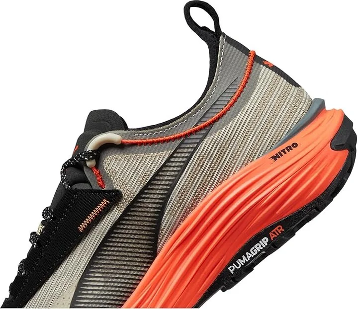 PUMA Voyage Nitro 3 Tech Men's Running Shoes Desert Dust/Flame Flicker/Puma Black : 7.5 D - Medium, Leather - Image 4