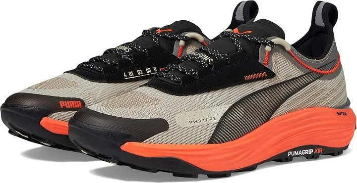 PUMA Voyage Nitro 3 Tech Men's Running Shoes Desert Dust/Flame Flicker/Puma Black : 7.5 D - Medium, Leather
