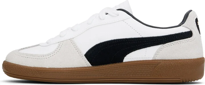 PUMA White & Gray Palermo Leather Sneakers - Image 3