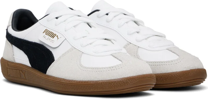 PUMA White & Gray Palermo Leather Sneakers - Image 4