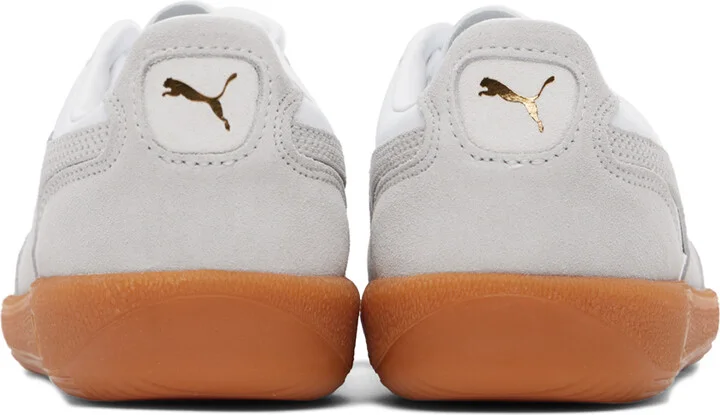 PUMA White & Gray Palermo Leather Sneakers - Image 2