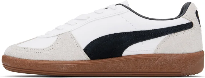 PUMA White & Gray Palermo Leather Sneakers - Image 3
