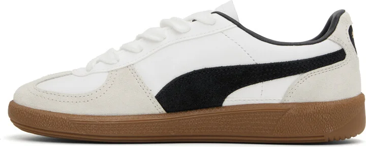 PUMA White & Gray Palermo Leather Sneakers - Image 3