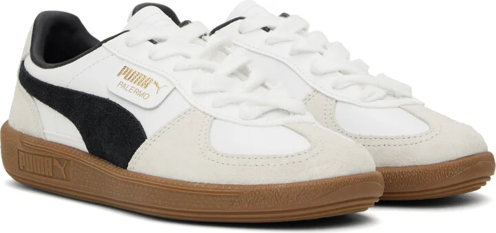 PUMA White & Gray Palermo Leather Sneakers - Image 4