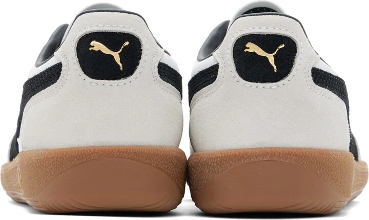 PUMA White & Taupe Palermo Leather Sneakers - Image 2