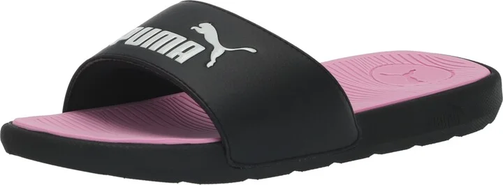 PUMA Women's Cool Cat 2.0 Slide Sandal Black White-Pale Pink