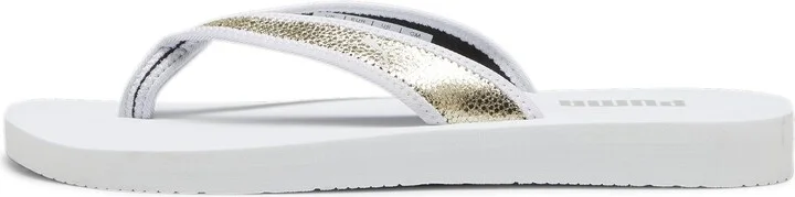 PUMA Women's Sandy Flip Sandal Slide White Gold White