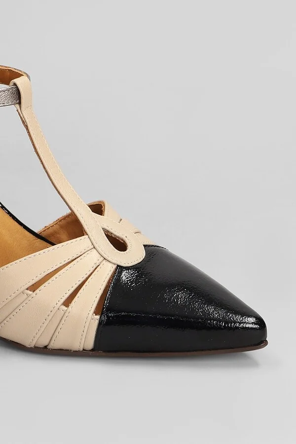 Pumps In Black Leather And Fabric - Image 5
