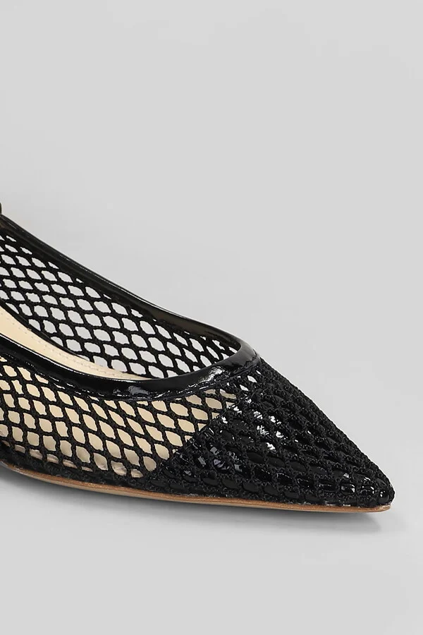 Pumps In Black Leather And Fabric - Image 5