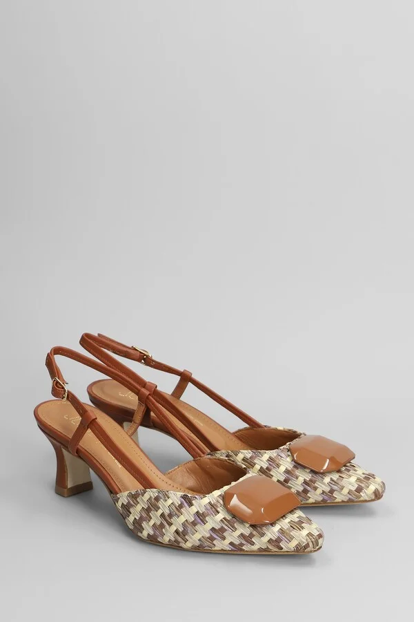 Pumps In Leather Color Raffia - Image 2