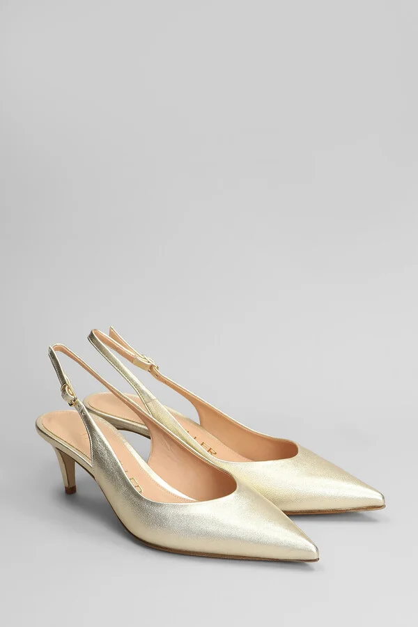 Pumps In Platinum Leather - Image 2