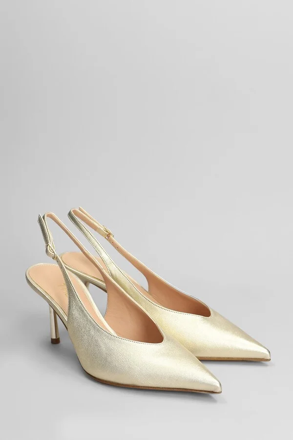 Pumps In Platinum Leather - Image 2