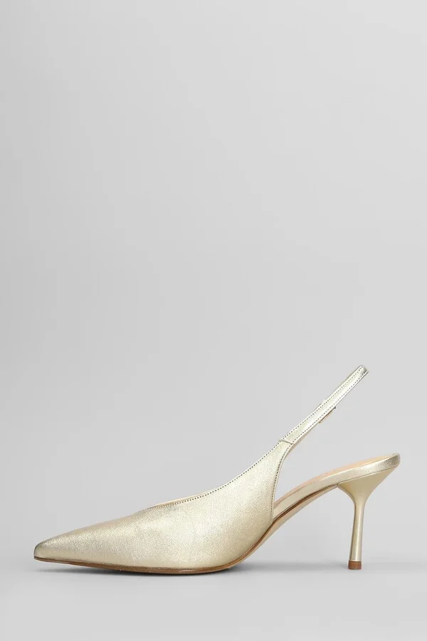 Pumps In Platinum Leather - Image 3