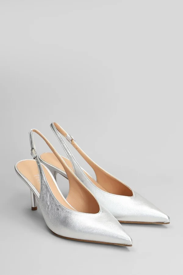 Pumps In Silver Leather - Image 2