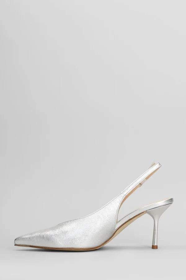 Pumps In Silver Leather - Image 3