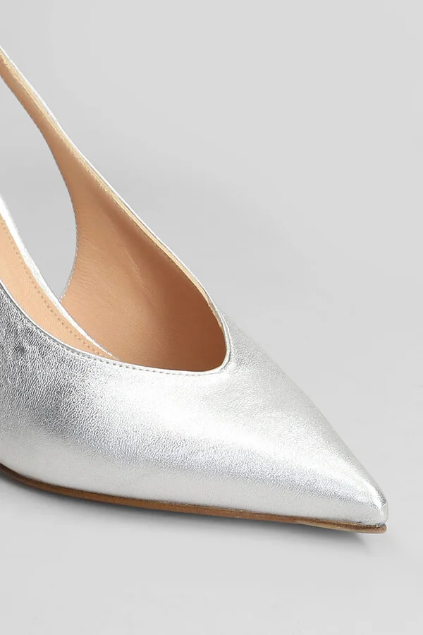 Pumps In Silver Leather - Image 5