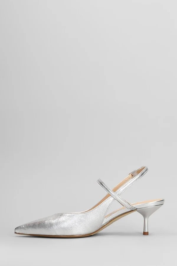 Pumps In Silver Leather - Image 3