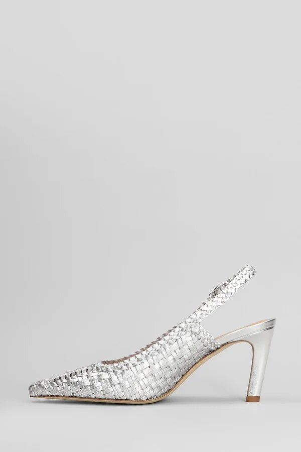 Pumps In Silver Leather - Image 3