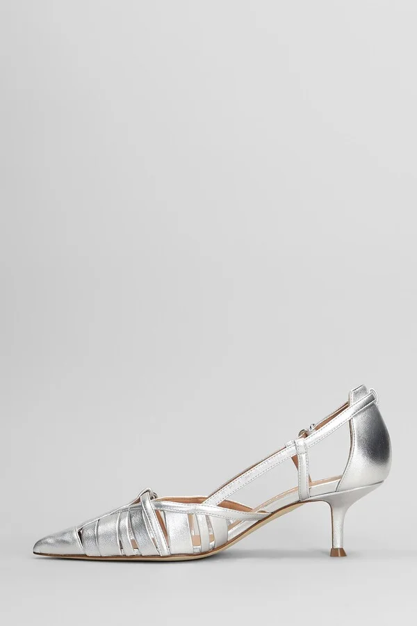 Pumps In Silver Leather - Image 3