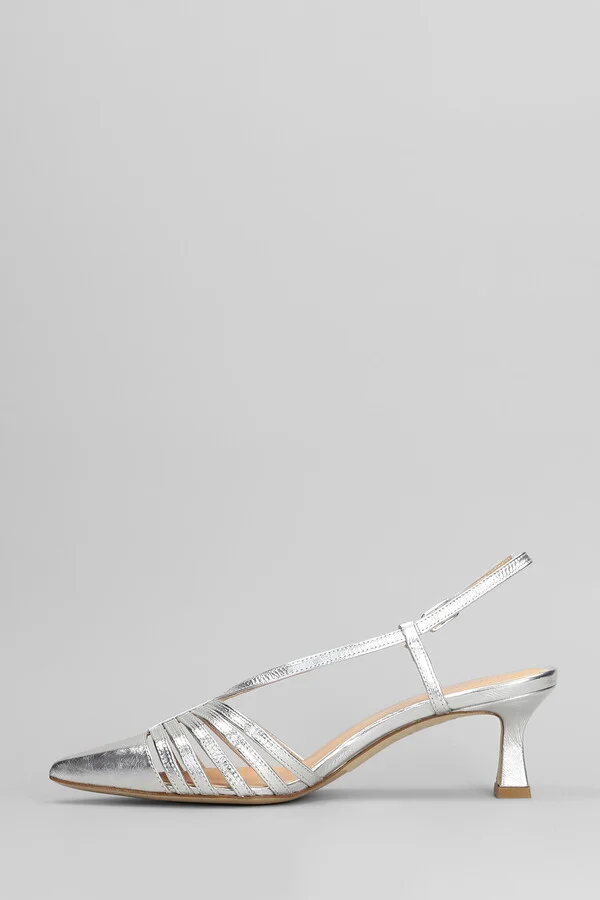Pumps In Silver Leather - Image 3