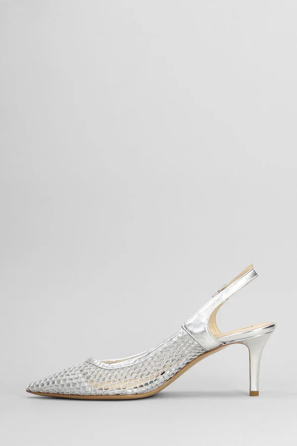 Pumps In Silver Leather - Image 3