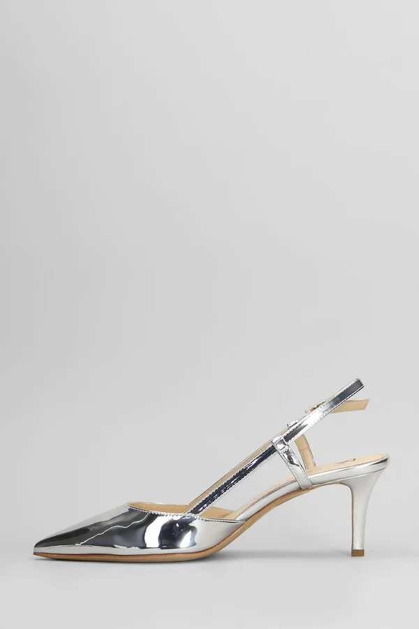 Pumps In Silver Leather - Image 3