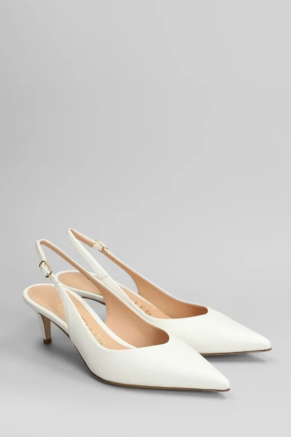 Pumps In White Leather - Image 2