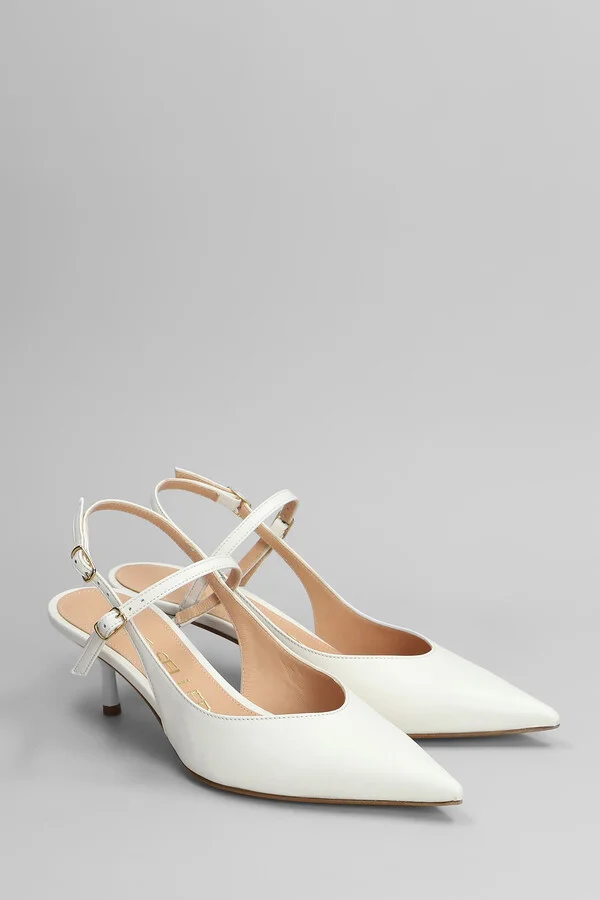 Pumps In White Leather - Image 2