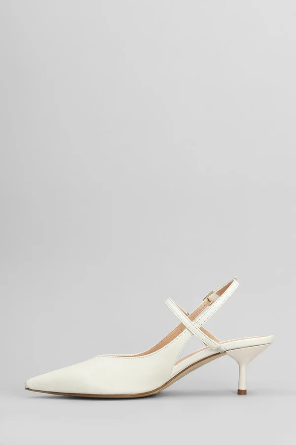 Pumps In White Leather - Image 3