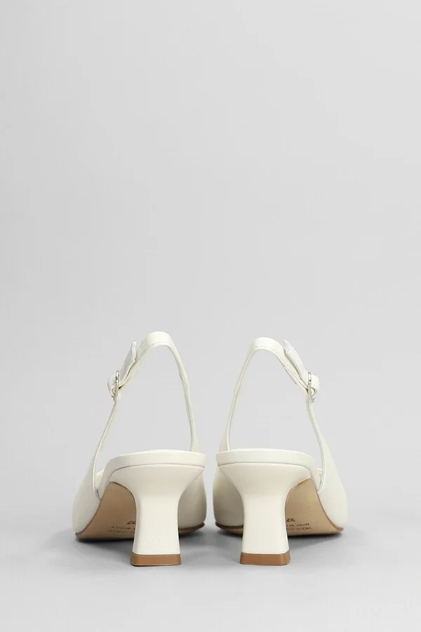 Pumps In White Leather - Image 4