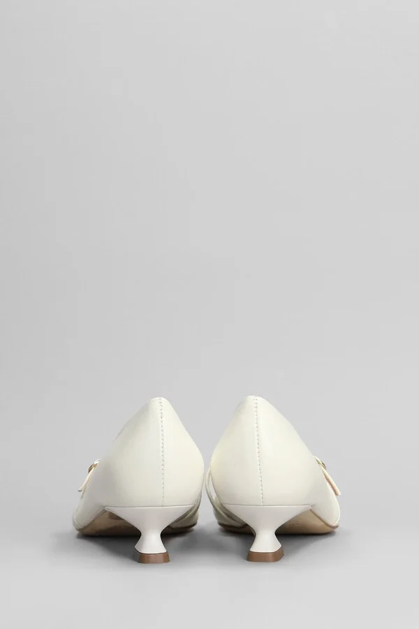 Pumps In White Leather - Image 4