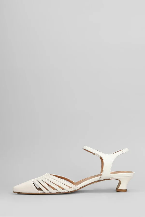 Pumps In White Leather - Image 3