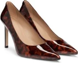 Pumps with 9cm heel in turtleshell patent leather- Light Brown Women's Pumps size 7
