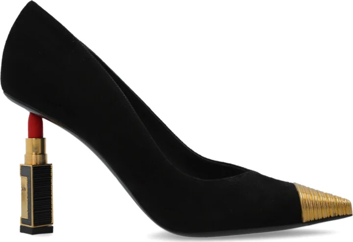 Pumps With Decorative Heel, , - Black