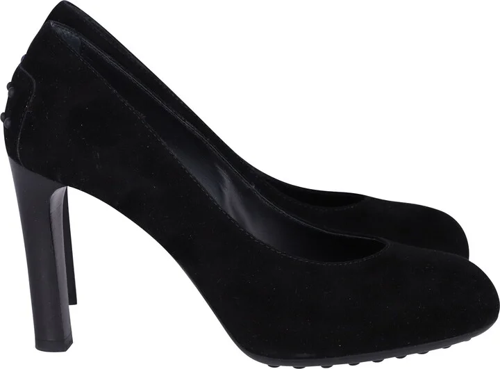 Pumps with Rubber Pebbles in Black Suede