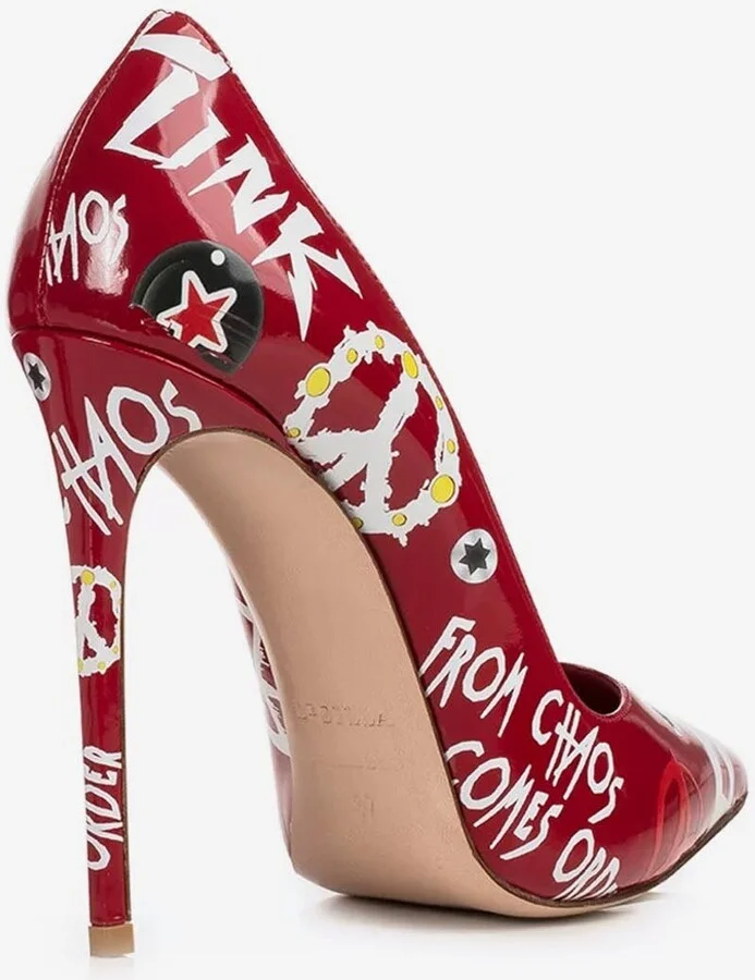 Punk 120 Graffiti Pointed Pumps in Patent Leather - Image 2