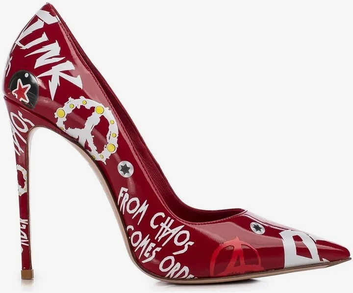 Punk 120 Graffiti Pointed Pumps in Patent Leather