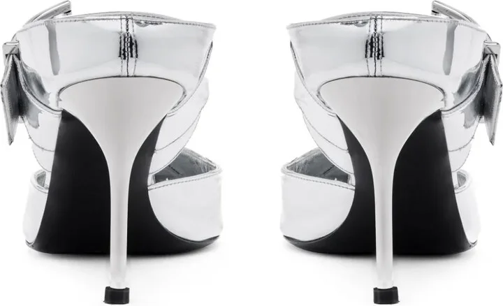 Punk 90mm buckled metallic mules - Image 3